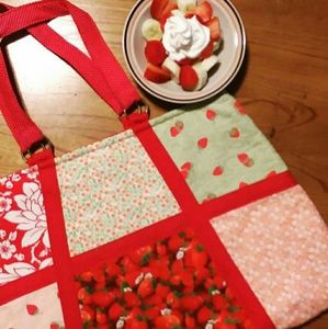 Strawberry Quilted Totebag